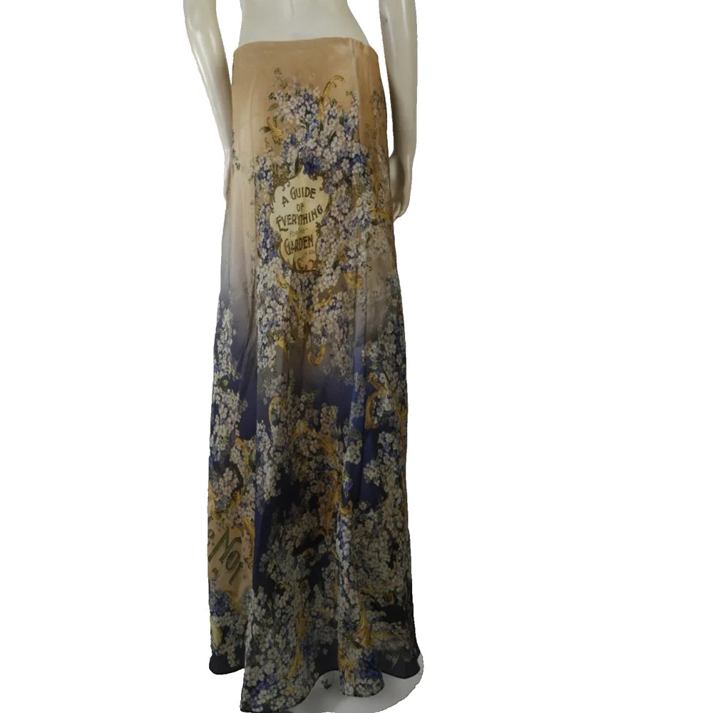 Zimmermann Tama Bias Forget Me Not Flare Skirt Silk Satin Organza Floral Maxi 1 - Picture 12 of 16